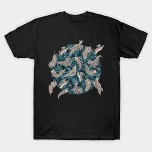 Ernst Haeckel Blue Hued Nudibranch on Cerulean Sea Squirts T-Shirt